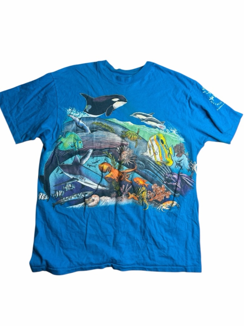 Vintage Sue Jean Ocean Wildlife T Shirt Key Largo Florida 90s Made USA Size L